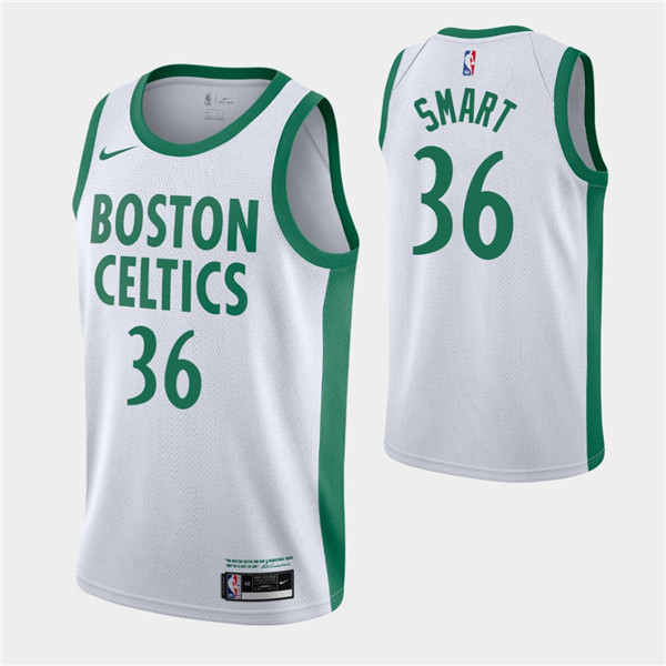 Men's Boston Celtics #36 Marcus Smart 2020-21 White City Edition Swingman Stitched NBA Jersey